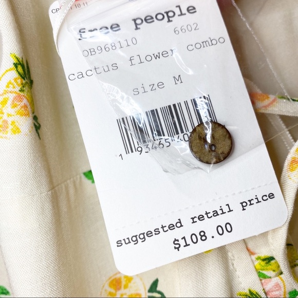 NEW Free People Like A Lady Butter Yellow Ruffle Floral Mini Dress M - Picture 11 of 16